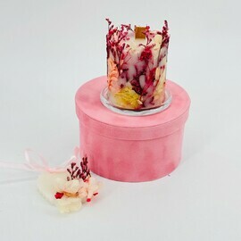 Подарочный набор ручной работы свеча ботаническая и арома саше. Свеча интерьерная