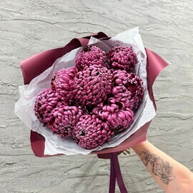 Букет из 9 шикарных хризантем Бигуди премиум. Цветы хризантемы