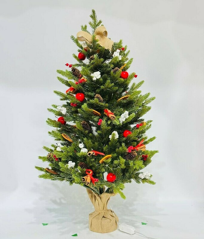 Новогодняя ёлка из искусственного нобилиса 90 см. Ёлочка рождественская с подсветкой, стандартный