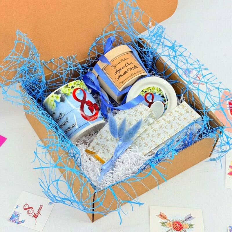Подарок на 8 марта для мамы, учителя. Подарочный набор чая с кружкой и арома саше мелтс, стандартный