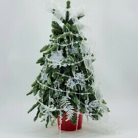 Новогодняя ёлочка 70 см ручной работы из веток натурального нобилиса в жестяном ведёрке 