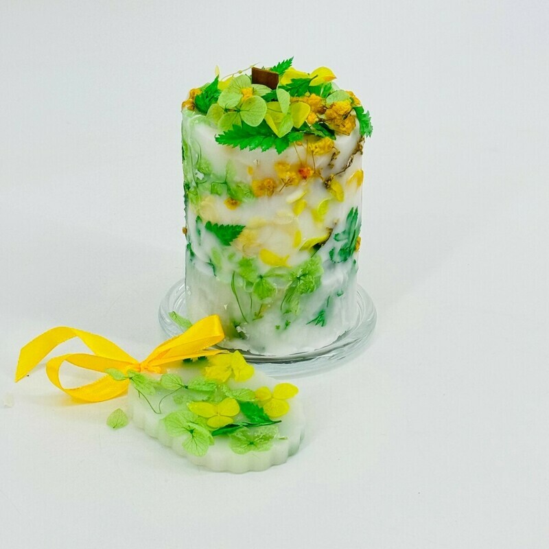 Свеча ботаническая из премиального соевого воска и арома саше. Интерьерная свеча, стандартный