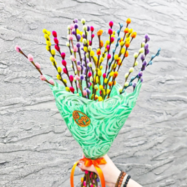 Букет из натуральной крашеной вербы. Вербный пасхальный букет. Подарок на Пасху