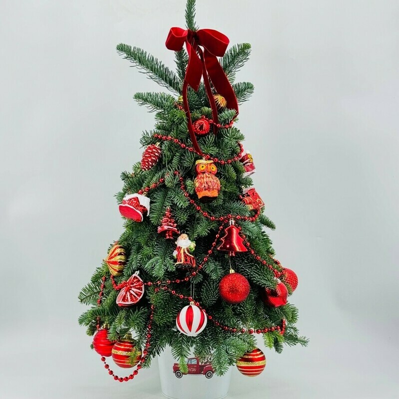 Vintazhnaya  yolochka 80 sm v stile SSSR iz vetok natural_noj datskoj eli nobilis v vedyorke, standart