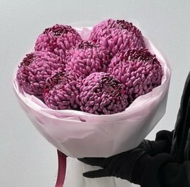 Пышный букет хризантем Бигуди