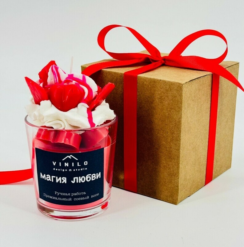 Авторская арома свеча ручной работы "Магия любви". Ароматическая свечка, стандартный
