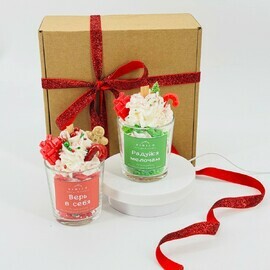 Подарочный набор свечей ручной работы. Новогодняя свеча. Подарок на новый год