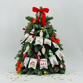 Новогодняя ёлочка 50 см ручная работа из веток живого нобилиса. Новогодний декор. Ёлка в стиле СССР