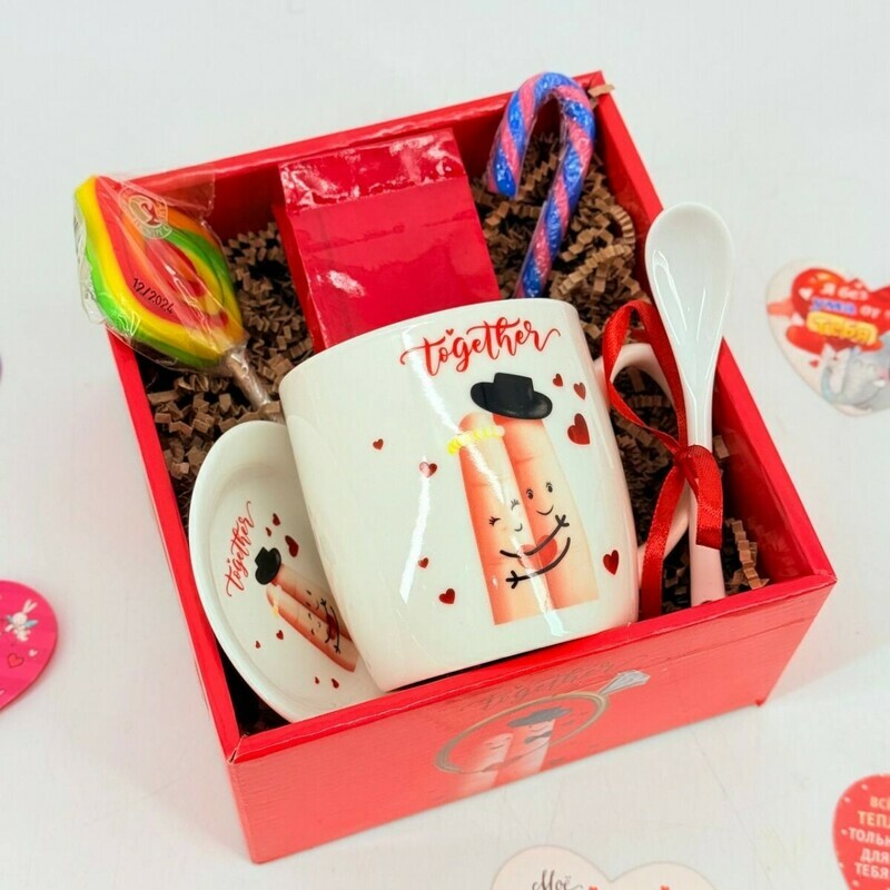 Подарочный набор для любимой девушки. Керамическая кружка с элитным чаем и карамельками, стандартный