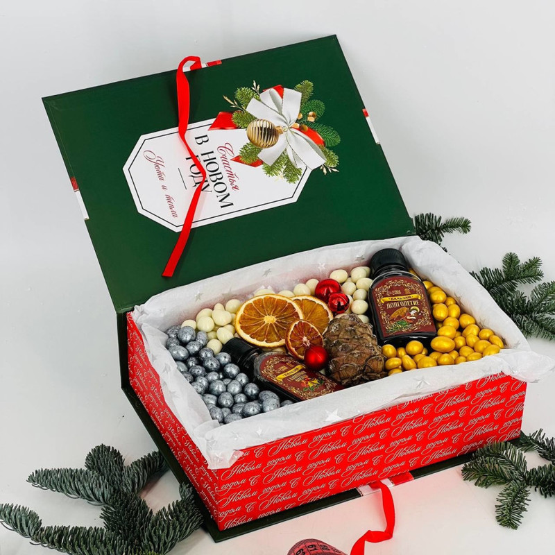 Подарочный бокс сладостей на Новый год, стандартный