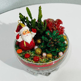 Novogodnij mini florarium s Dedom Morozom
