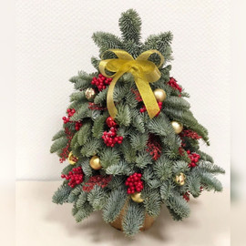 Настольная композиция ель новогодняя 40 см. Ёлочка из нобилиса