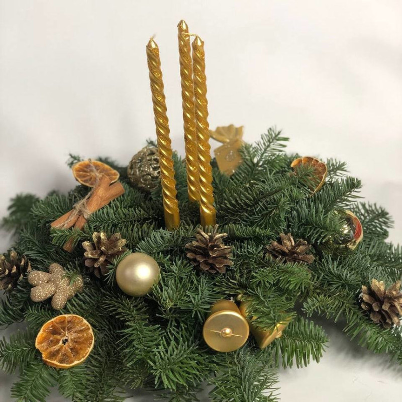 Композиция на стол рождественская из нобилиса, стандартный