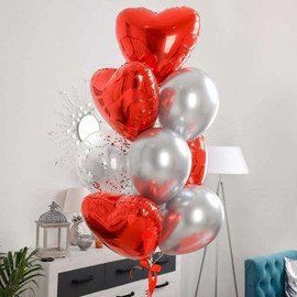 Fontan sharov s serdechkami na 14 fevralya