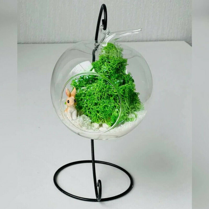 Флорариум новогодний с ёлочкой и кроликом, стандартный