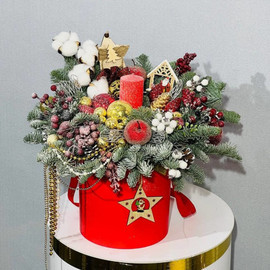 Рождественский букет из хвои нобилис в коробке