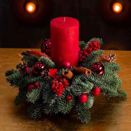 Свеча рождественская на стол с натуральным нобилисом