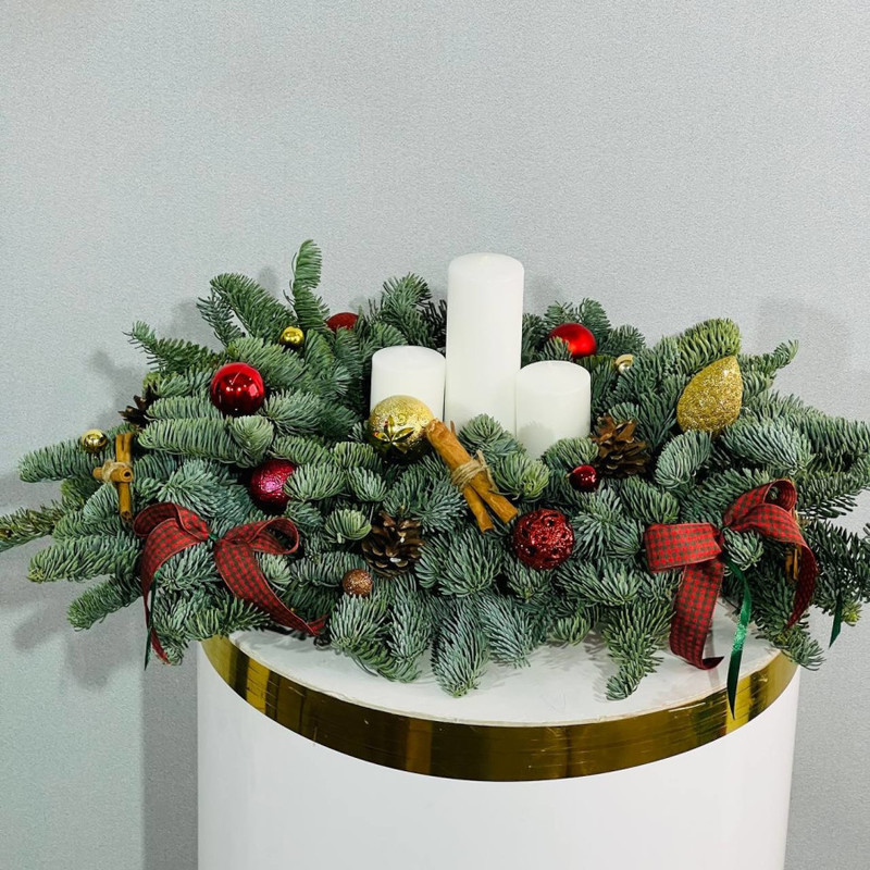 Kompozitciya nastol_naya novogodnyaya so svechami iz natural_nogo nobilisa, standart