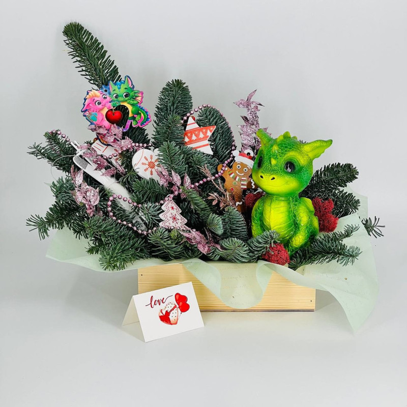 Настольная композиция из нобилиса с сувениром дракончик, стандартный