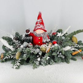 Интерьерная композиция на стол из натурального нобилиса с подсвечником