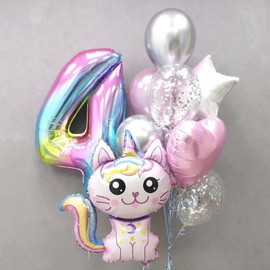 SHari kot edinorog s tcifroj. Vozdushnie shari dlya devochki