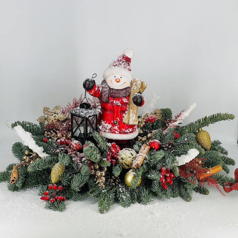 Настольная композиция из нобилиса со снеговиком, стандартный