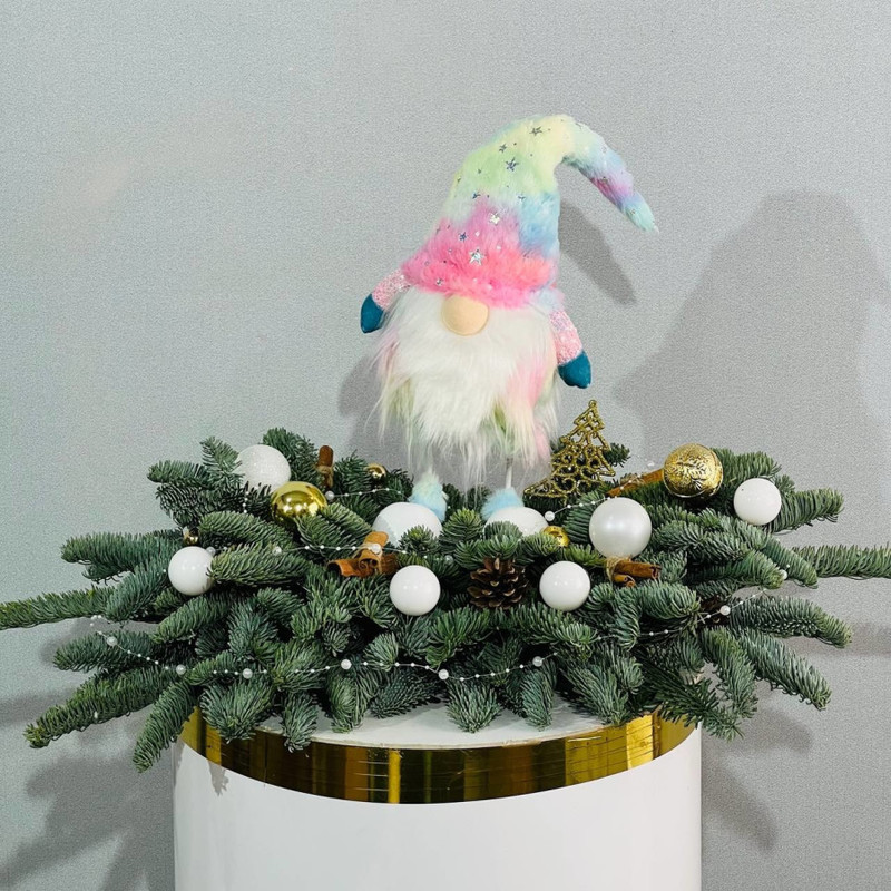 Новогодний декор из нобилиса на стол с гномом, стандартный