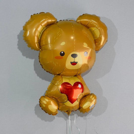 Фольгированный шар мишка с сердцем
