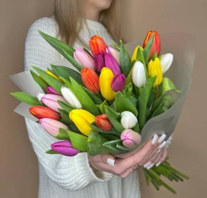 Raznotcvetnie tyul_pani 25 sht. Buket tyul_panov na 8 marta i den_ rozhdeniya, standart