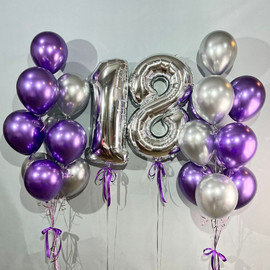 Шары хром на 18 лет с цифрами
