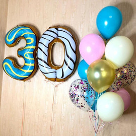 Воздушные шары на юбилей. Шары цифры пончики