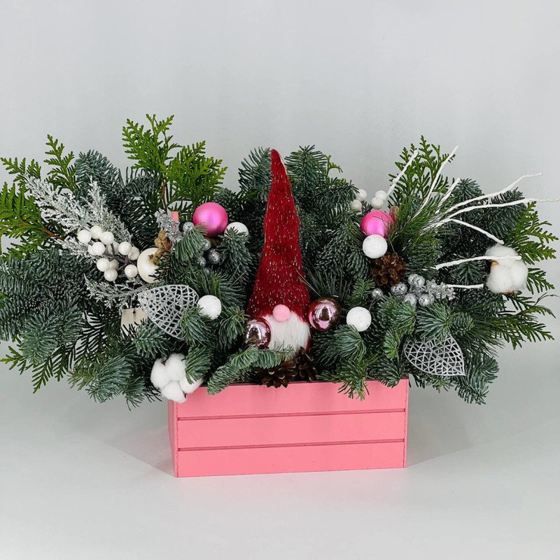 Новогодний букет на стол из натуральной хвои нобилис, стандартный