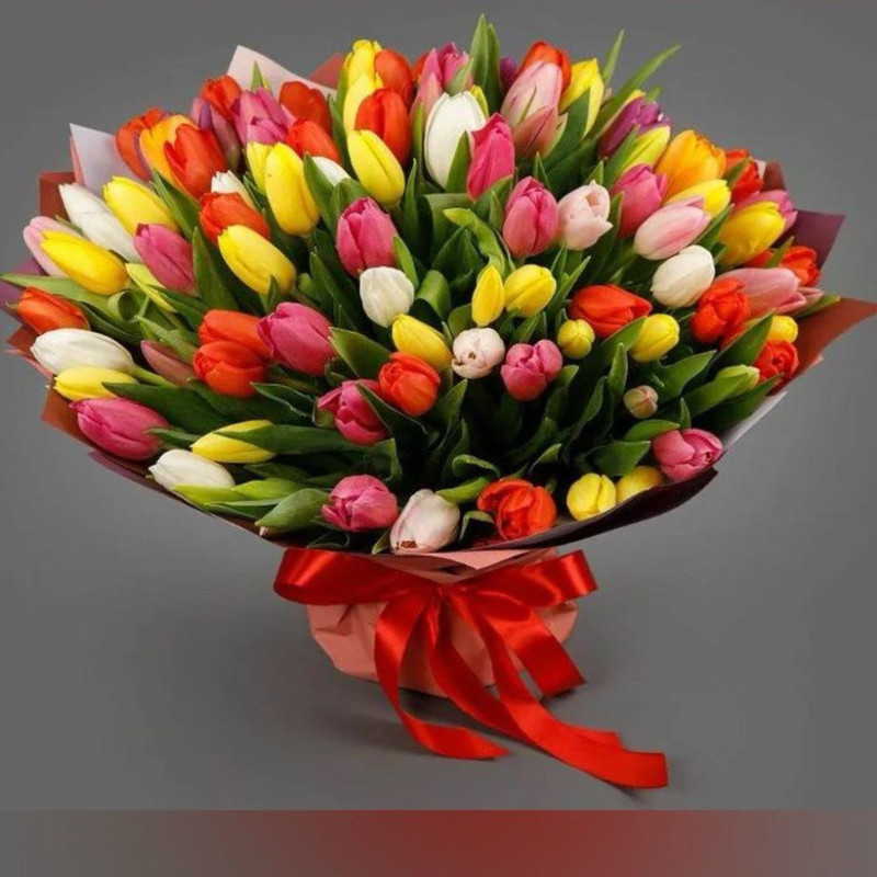 Ogromnij buket iz 101 raznotcvetnogo tyul_pana, standart