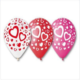 Воздушные шары  с сердечками 10 шт на 14 февраля