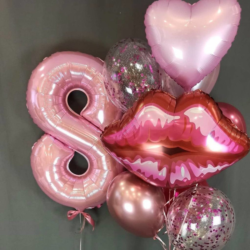 Воздушные шары с цифрой 8 на день рождения, 8 марта, стандартный