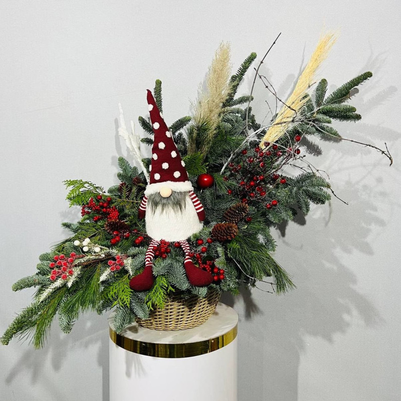 Большая новогодняя композиция из натуральной ели для нобилис украшения входа улицы, стандартный