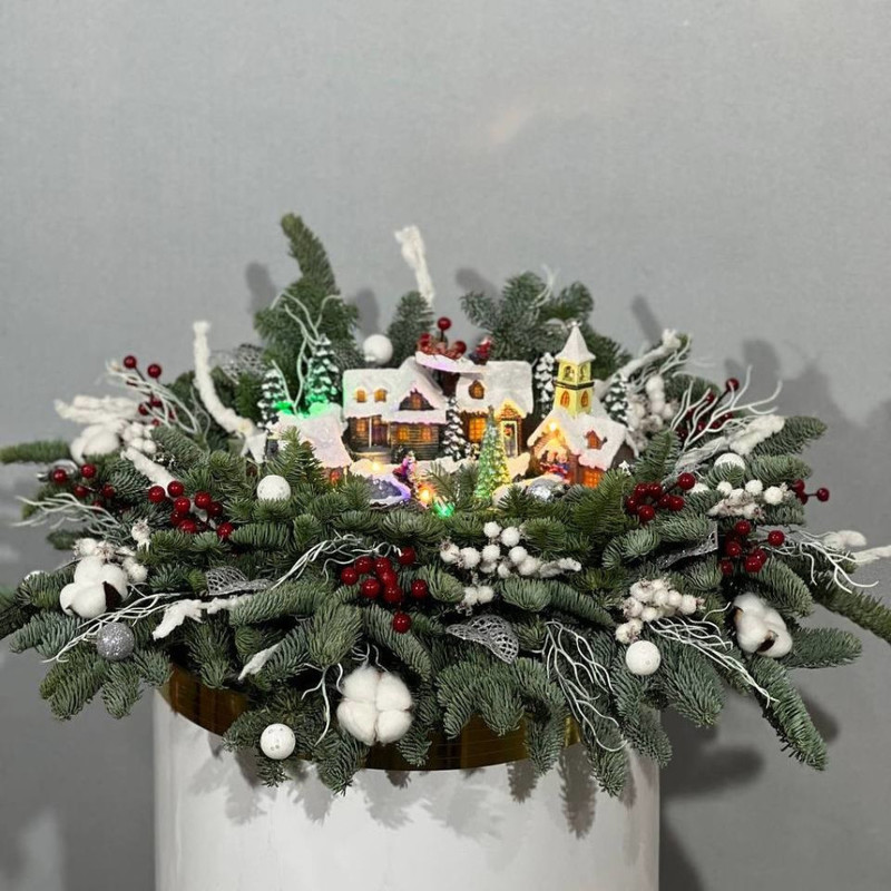 Новогодняя композиция музыкальная из веток нобилиса, стандартный