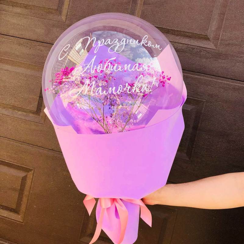 Buket iz gipsofili dlya mami v share babls, standart