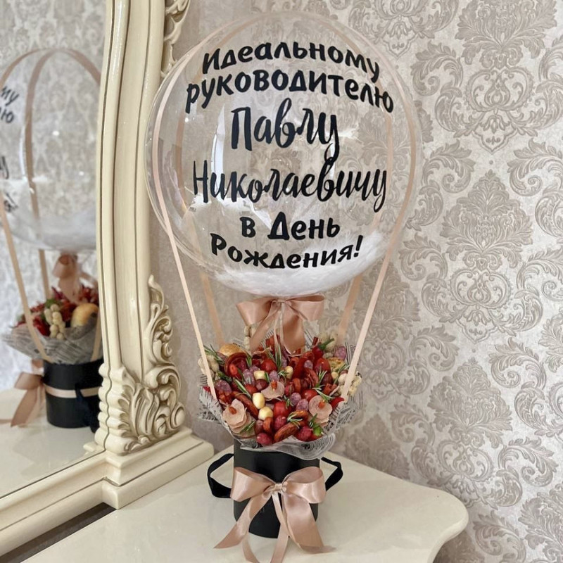 Букет съедобный с шаром баблс. Колбасный букет, стандартный
