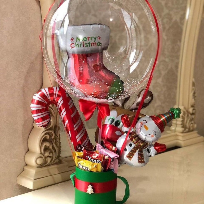 Sladkij buket na novij god s sharom babls, standart