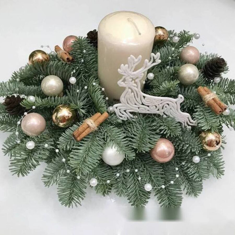 Новогодняя композиция из нобилиса со свечой, стандартный