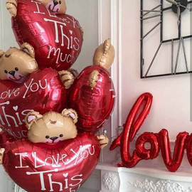 Воздушные шары мишка с сердцем на 14 февраля
