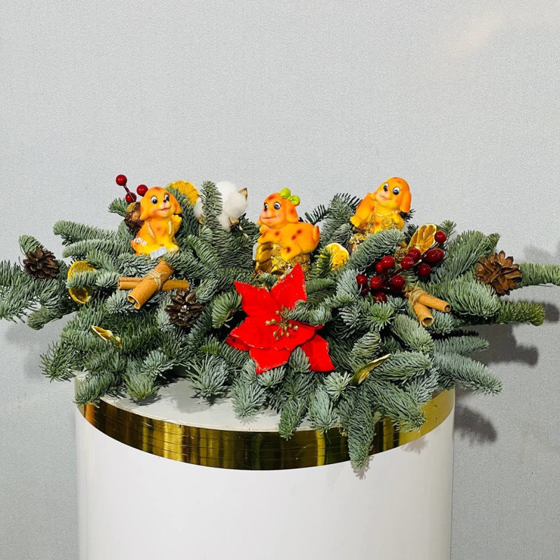 Интерьерная композиция из датской ели нобилис на стол, стандартный