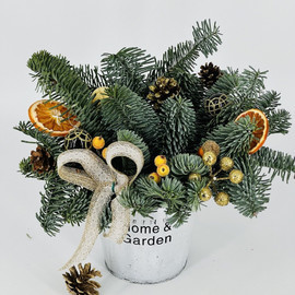 Новогодний мини букет из живого нобилиса