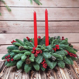 Композиция со свечками Рождественская на стол из нобилиса