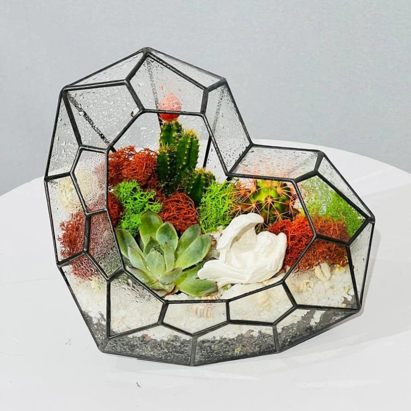 Florarium s rasteniyami serdtce "Angelochek", standart