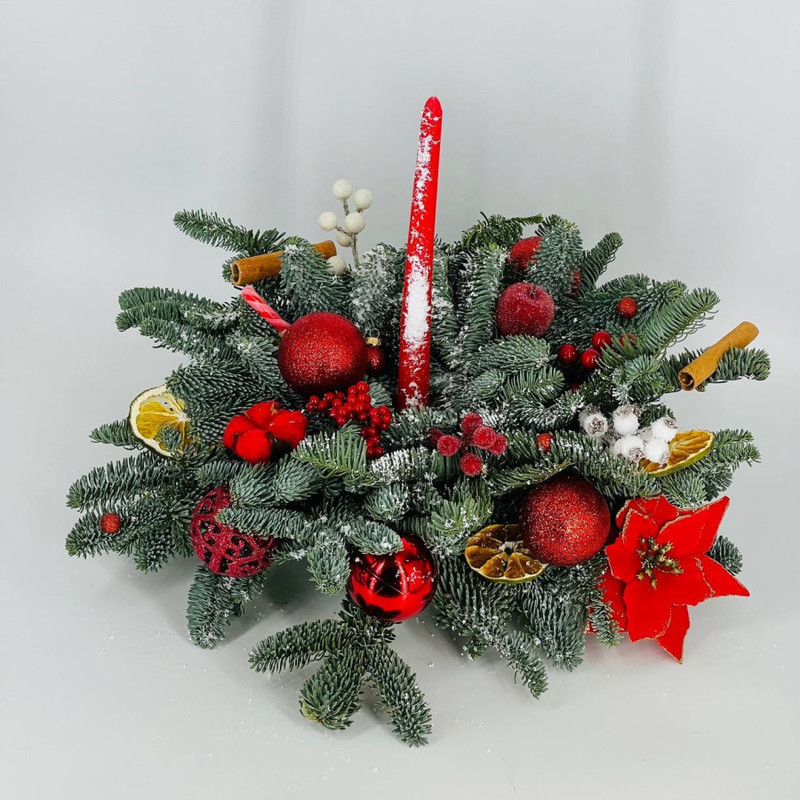 Novogodnij buket so svechoj na stol iz nobilisa, standart