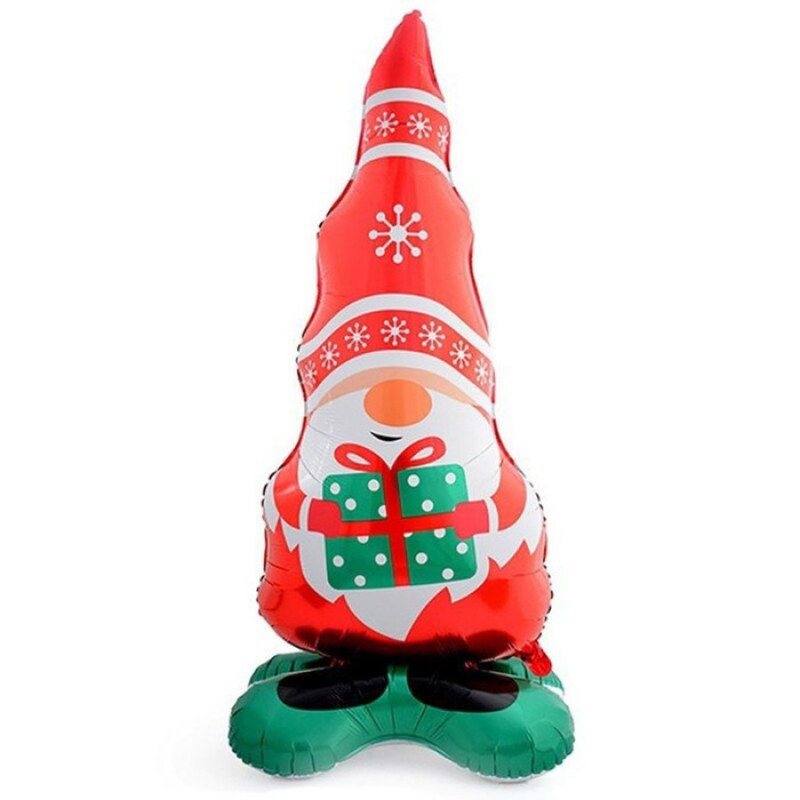 Bol_shoj shar na podstavke novogodnij gnom s podarkom, standart