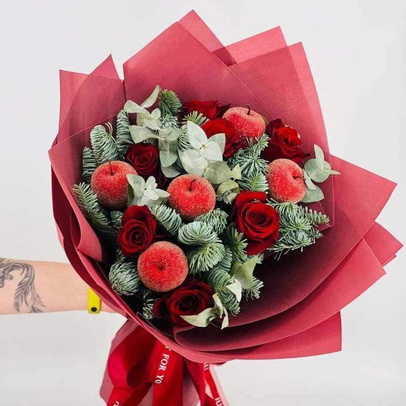 Krasnie rozi s vetochkami nobilisa, standart