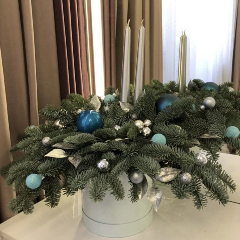 Настольная композиция новогодняя в коробке из нобилиса, стандартный